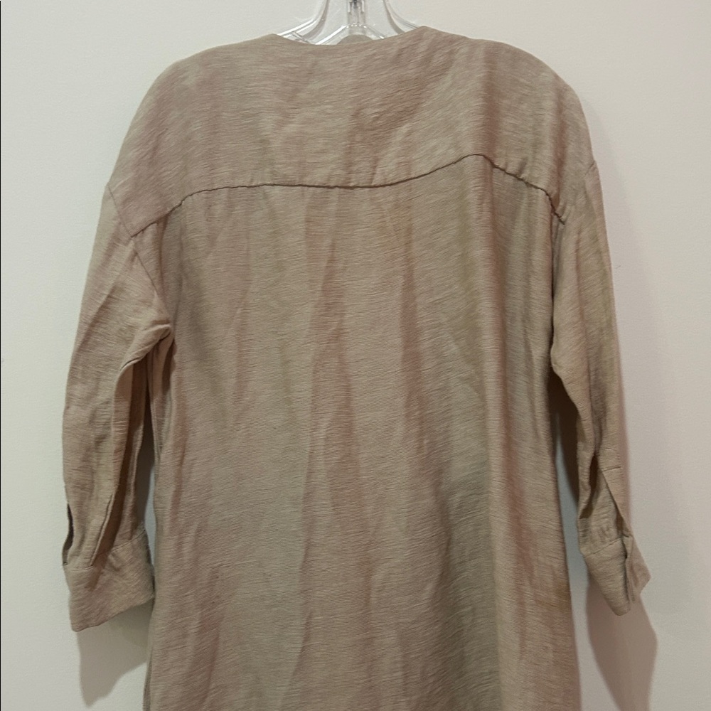 Zara Beige Midi Dress with Black Tie Belt - Picture 6 of 10